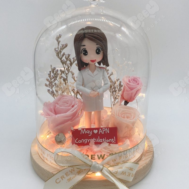 【女朋友生日 / 紀念日 / 女士禮物精選】 — Q版公仔永生花樽 Flower Dome