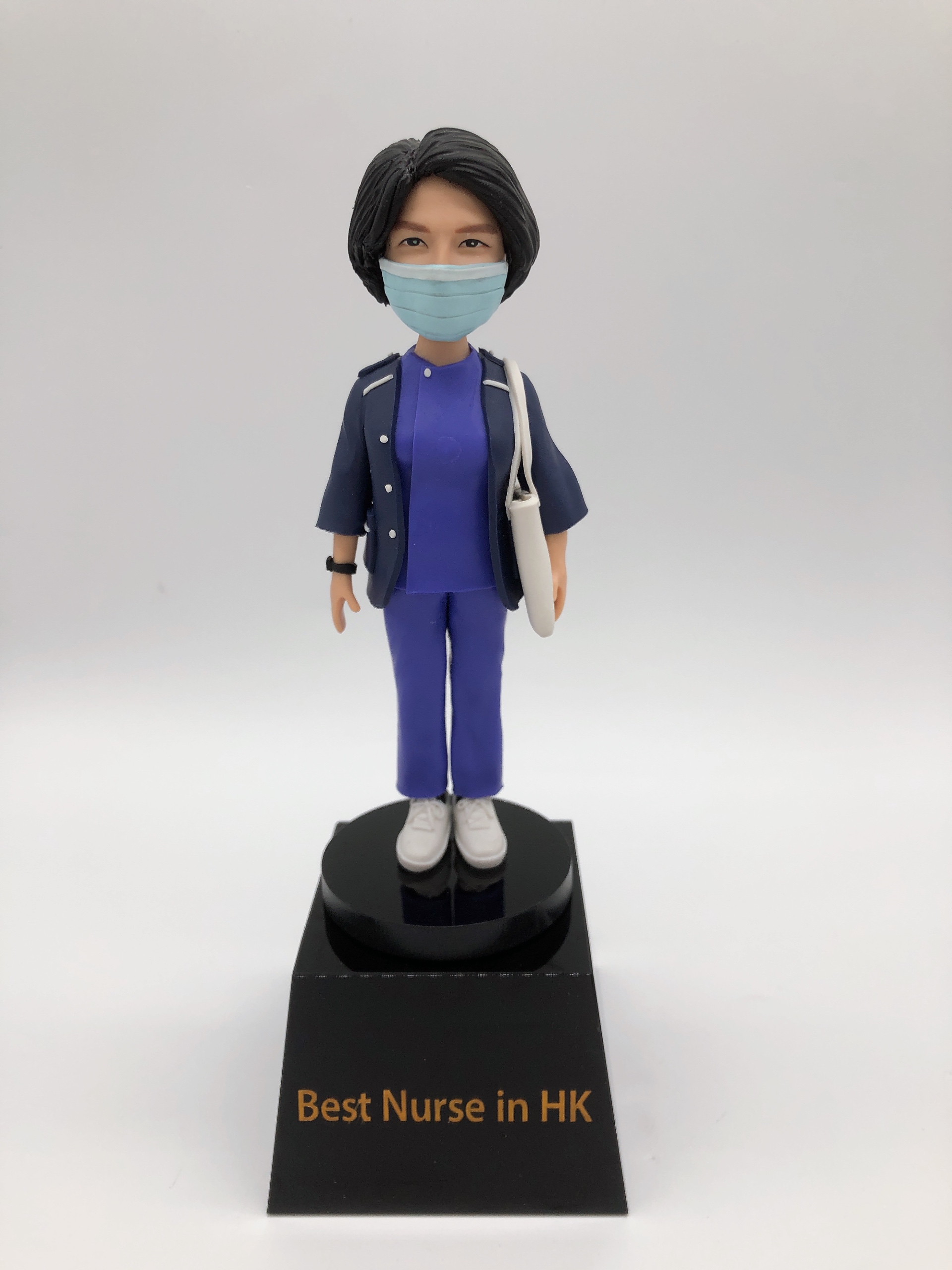 【醫護人員戴口罩藍制服人像公仔】Best Nurse in HK 紀念禮物 / 醫療人員致敬 / 香港原創設計 Medical Staff Nurse