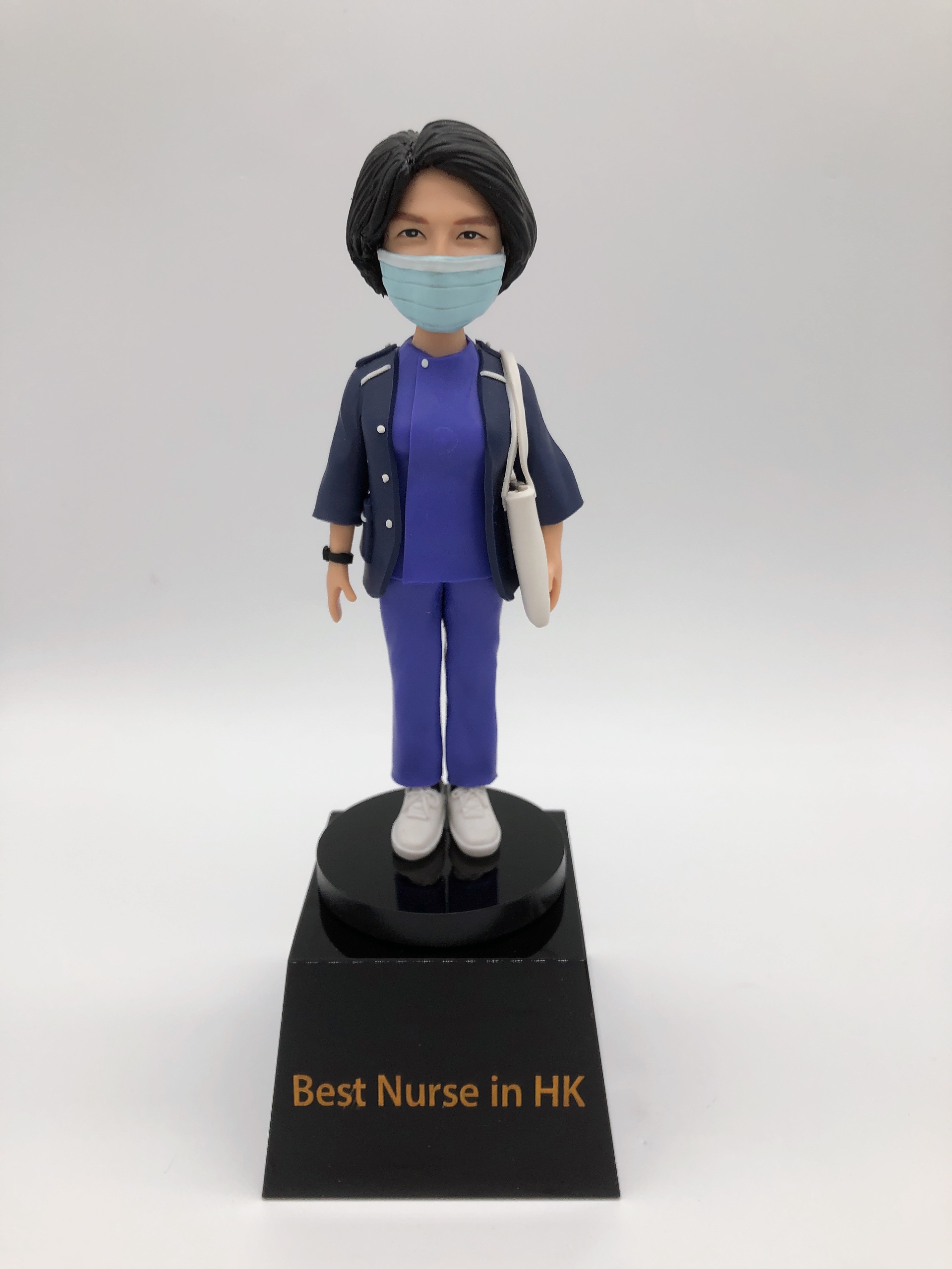 【醫護人員戴口罩藍制服人像公仔】Best Nurse in HK 紀念禮物 / 醫療人員致敬 / 香港原創設計 Medical Staff Nurse - Image 3