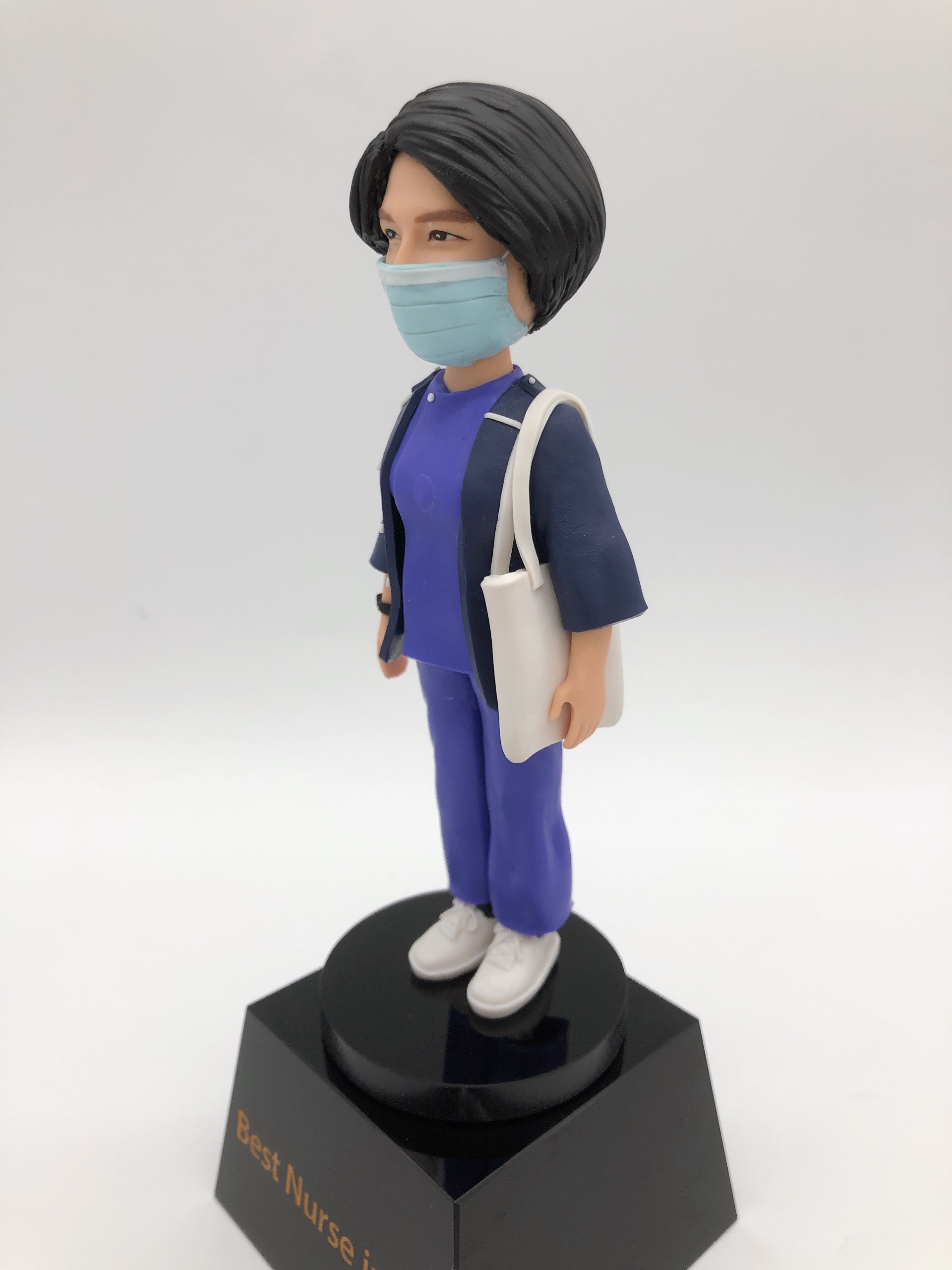 【醫護人員戴口罩藍制服人像公仔】Best Nurse in HK 紀念禮物 / 醫療人員致敬 / 香港原創設計 Medical Staff Nurse - Image 4