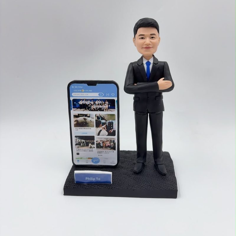 程式員設計師紀念人像公仔、IT 專才客製化西裝手辦【手機 App 界面】Programmer Figurine