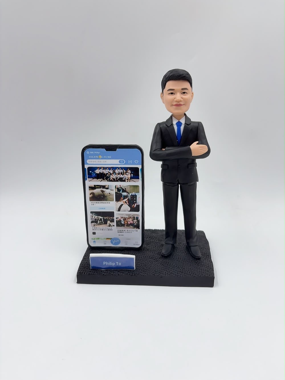 程式員設計師紀念人像公仔、IT 專才客製化西裝手辦【手機 App 界面】Programmer Figurine