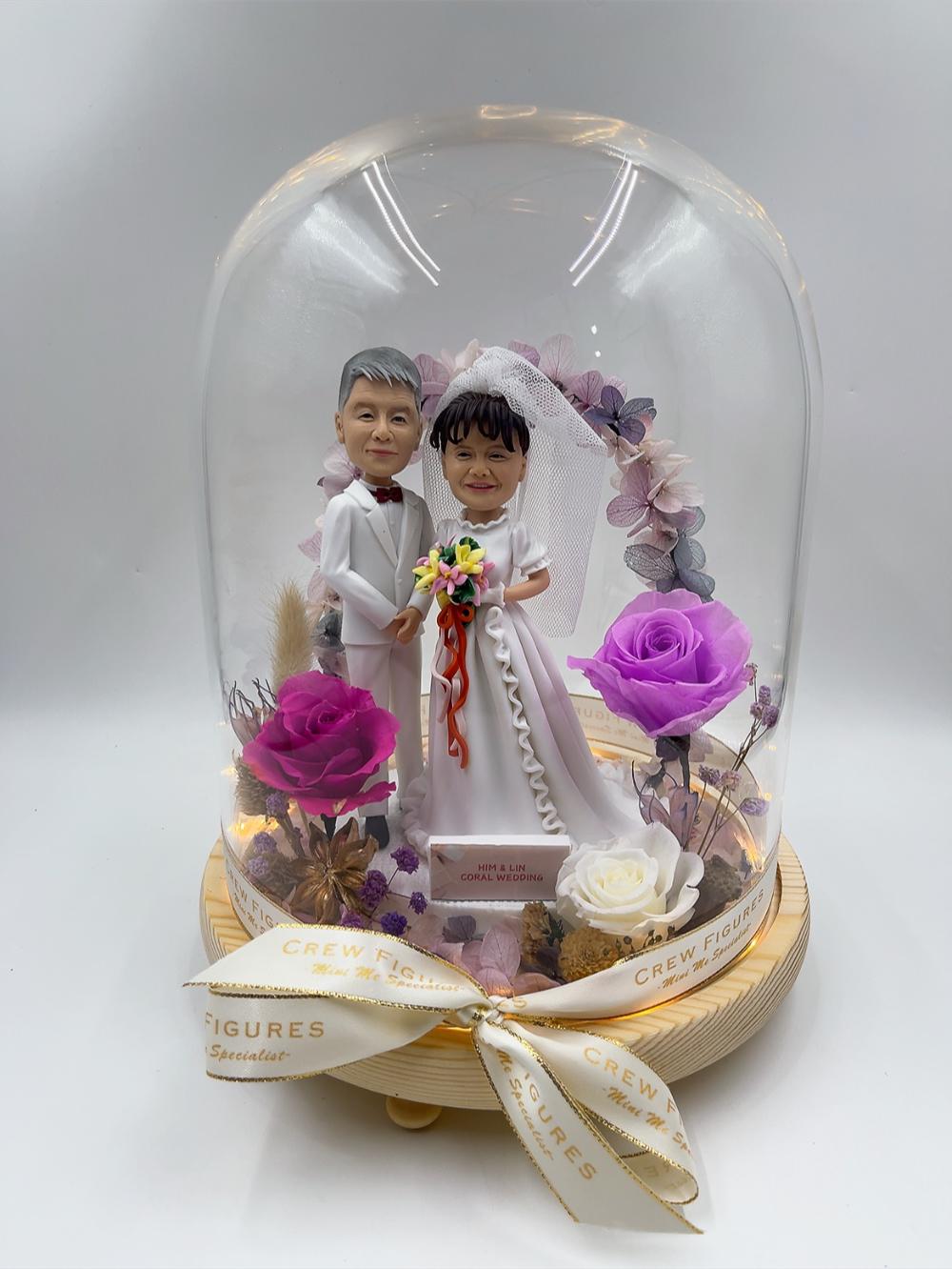 結婚週年禮物、珊瑚婚紀念人像公仔【永生花結婚人像公仔擺設】婚禮紀念品 / 客製化真人公仔訂造 Coral Wedding Custom Figurine - Image 4