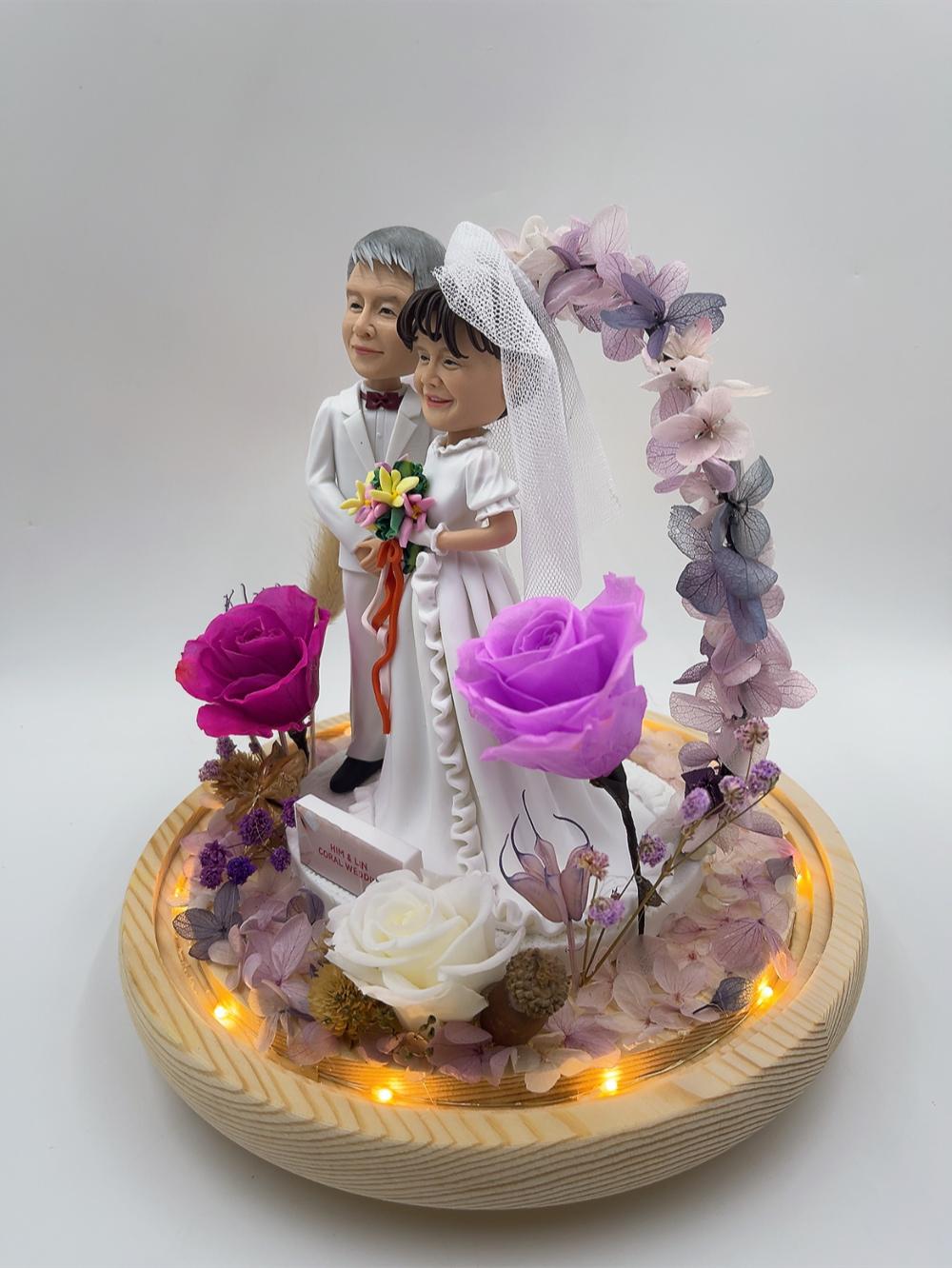 結婚週年禮物、珊瑚婚紀念人像公仔【永生花結婚人像公仔擺設】婚禮紀念品 / 客製化真人公仔訂造 Coral Wedding Custom Figurine - Image 5