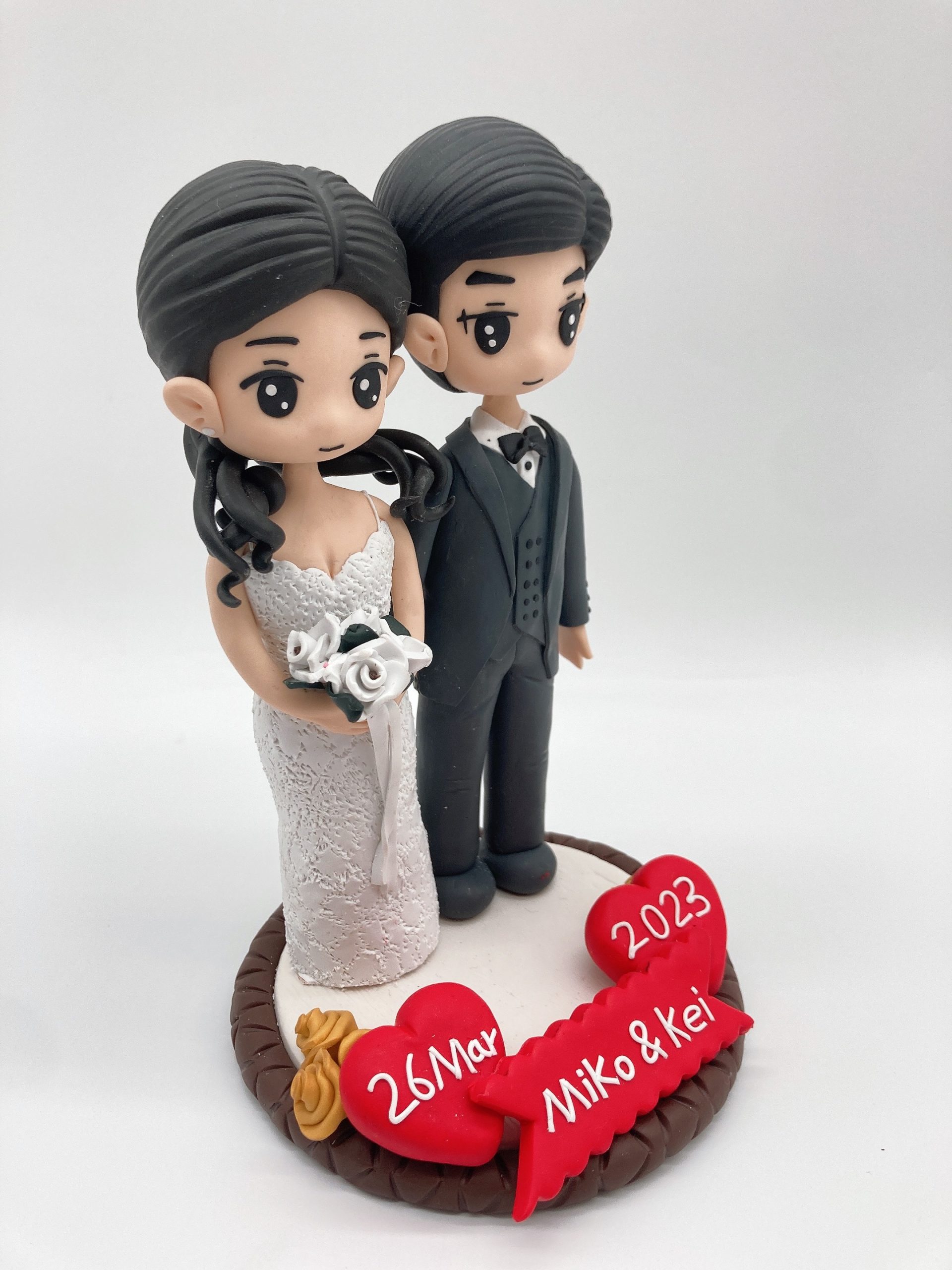 Q版婚禮情侶人像公仔【Q版結婚新人愛心人像公仔】Wedding Couple Q Figurine - Image 3